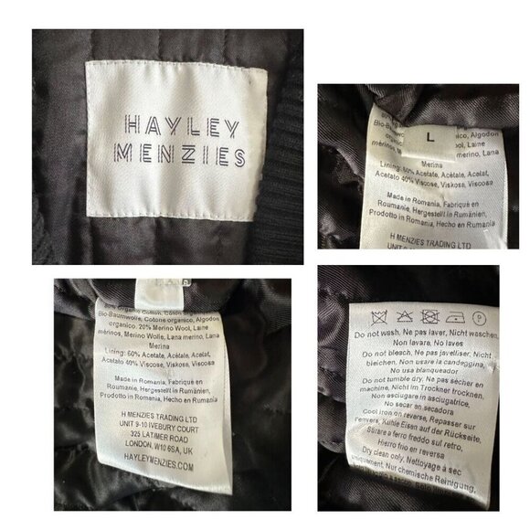 Hayley Menzies Black Belle Starr Jacquard Bomber Jacket, Size L - Picture 5 of 16